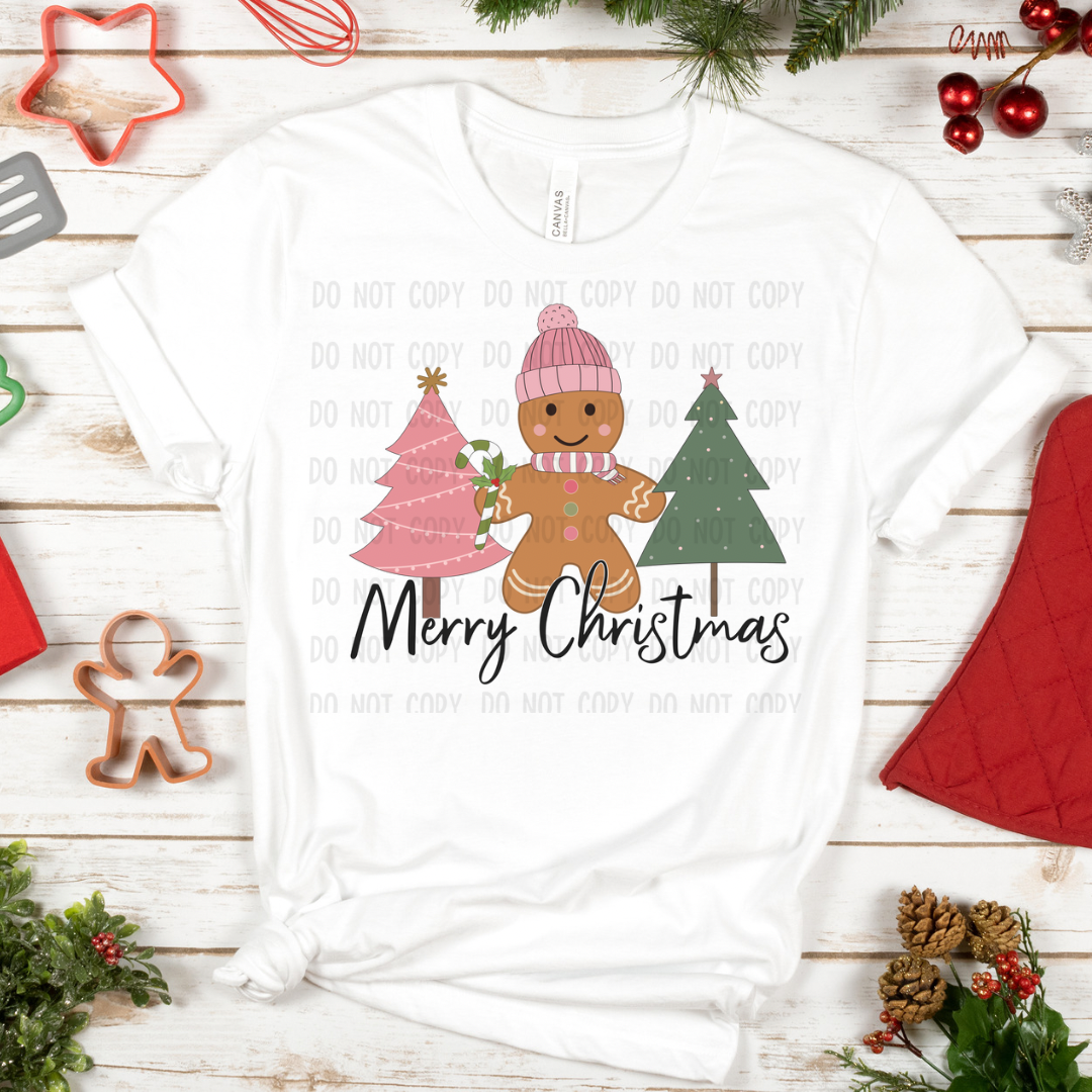 Merry Xmas gingerbread dtf transfer