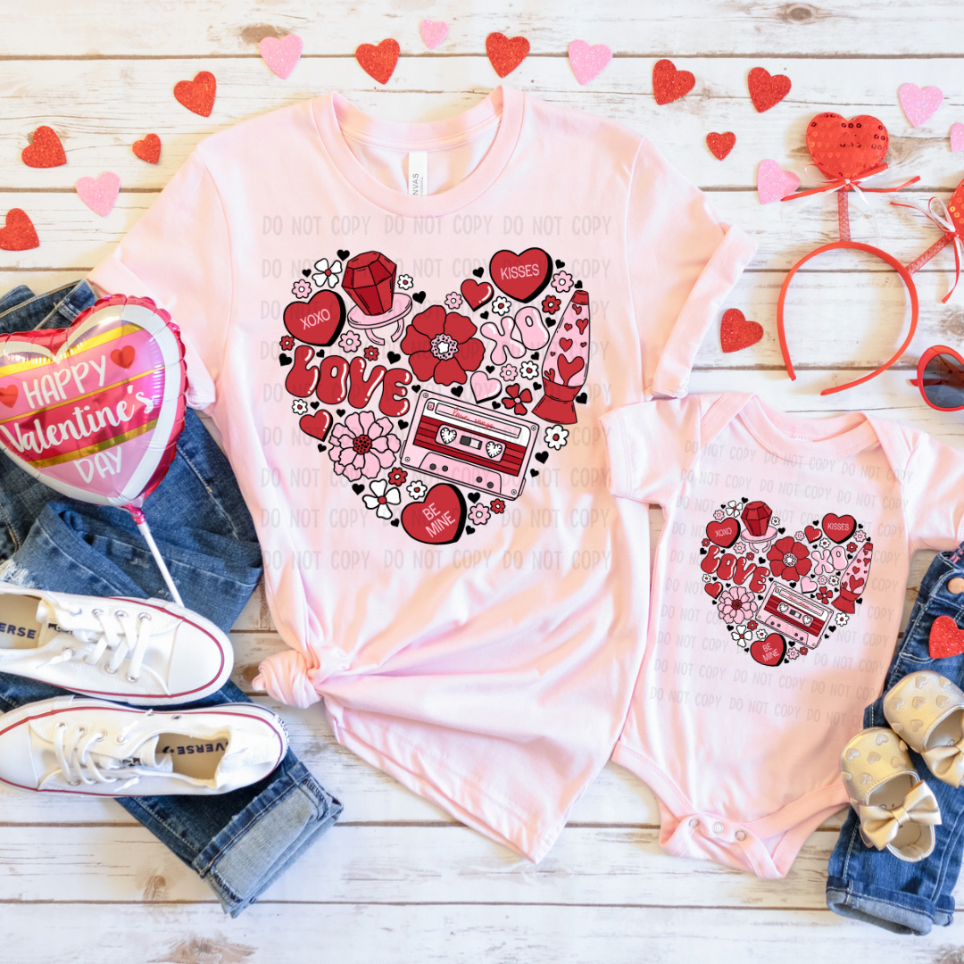 Heart love dtf transfer