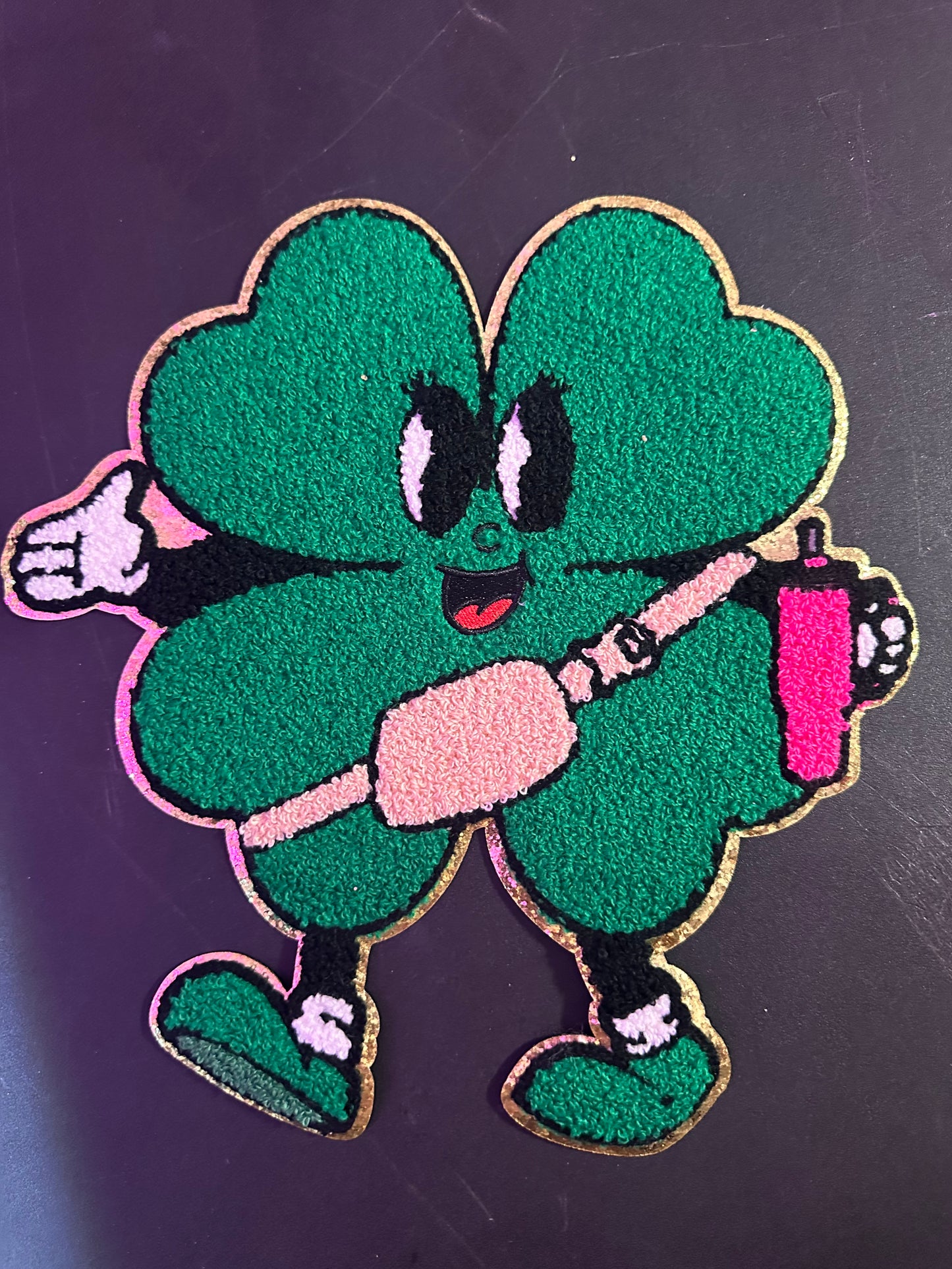 Green heart chenille patch (RTS)
