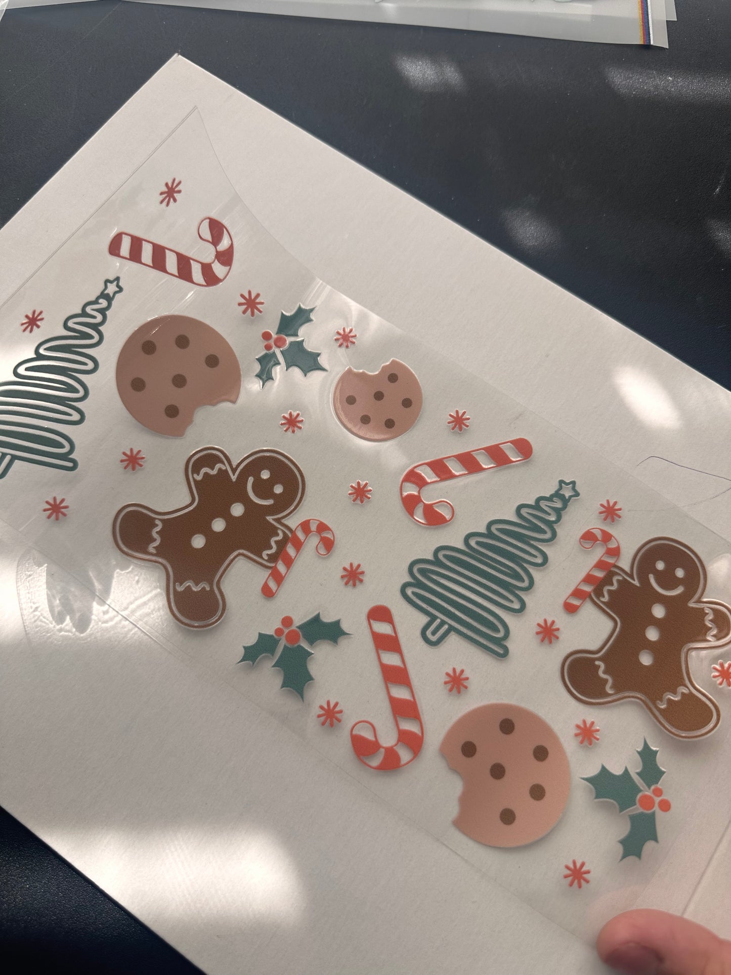 Gingerbread candy and trees uv dtf wrap (RTS)