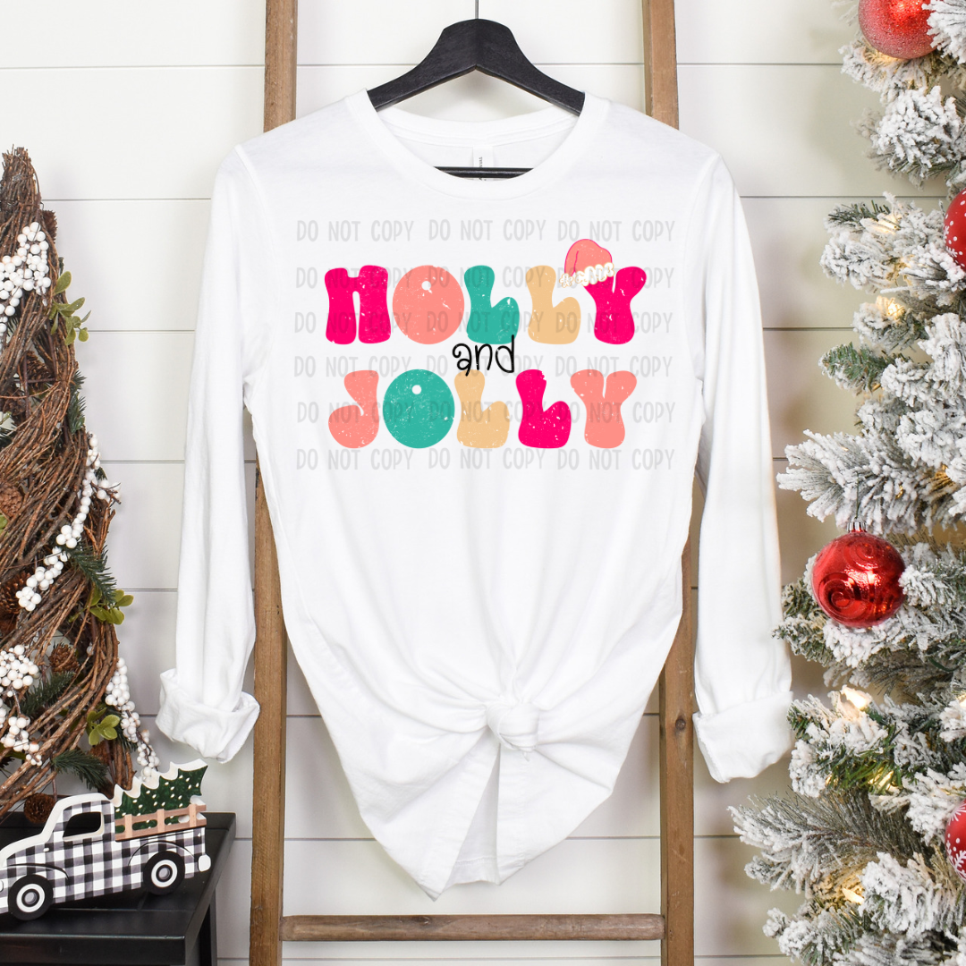 Holly and jolly dtf transfer