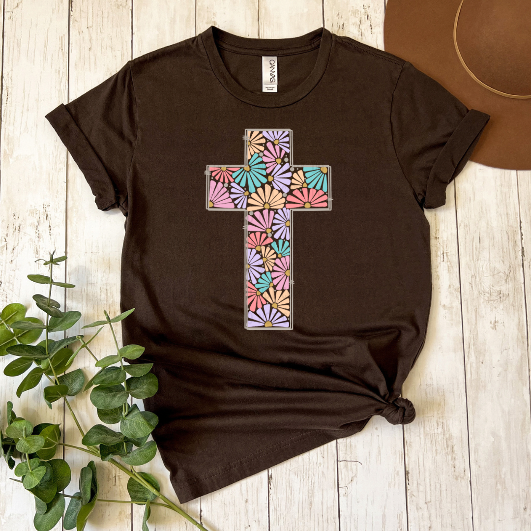 Floral cross dtf transfer