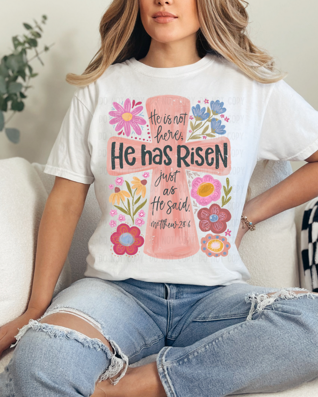 HE HAS RISEN CROSS DTF TRANSFER