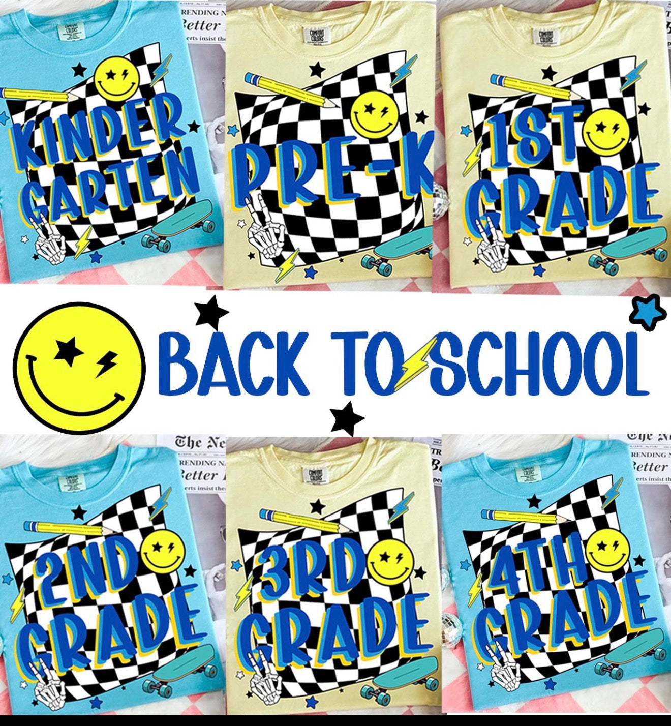 BLUE CHECKERED BTS (DTF TRANSFER)