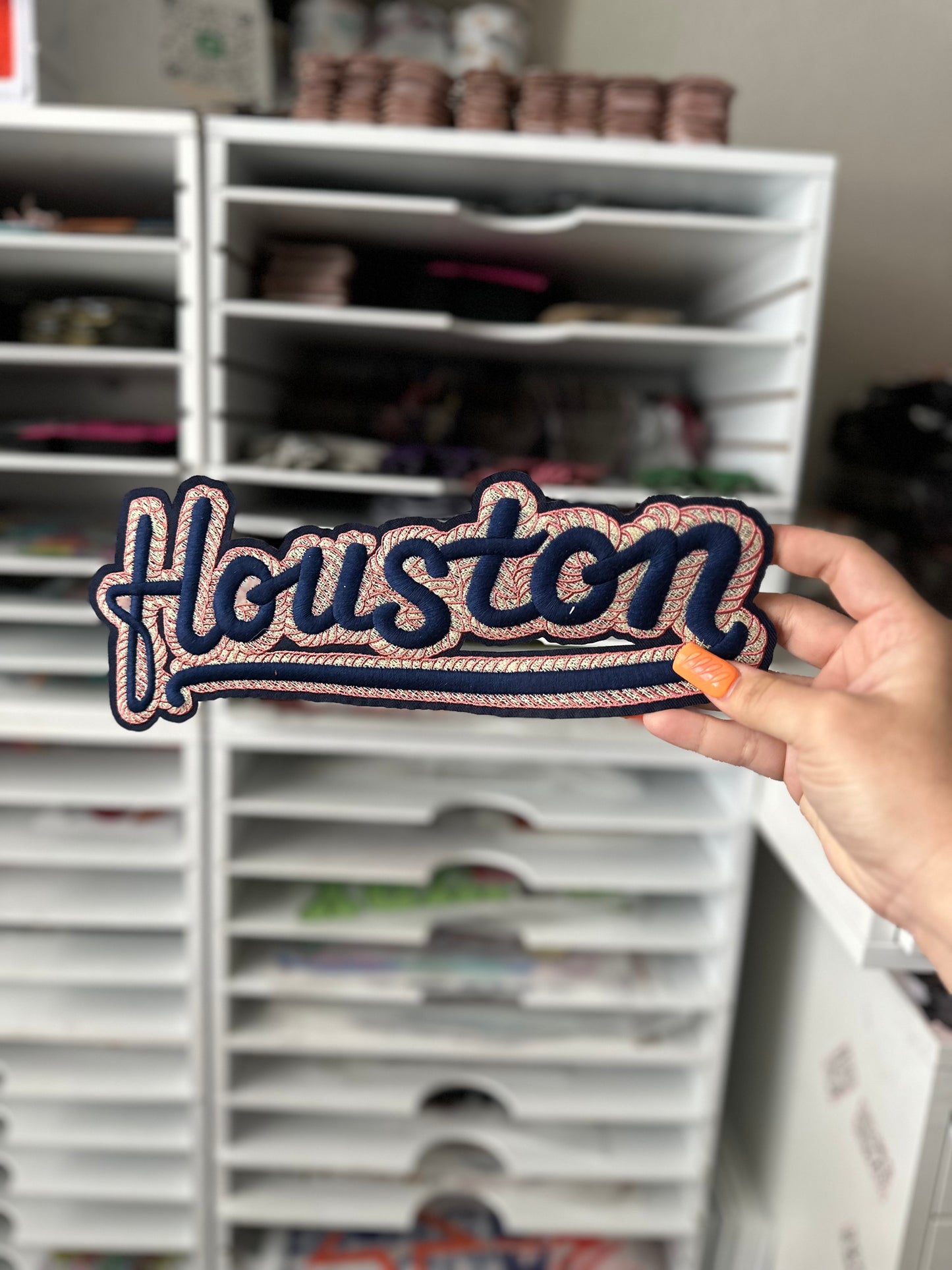 EMBROIDERED HOUSTON NAVY PATCH (RTS)