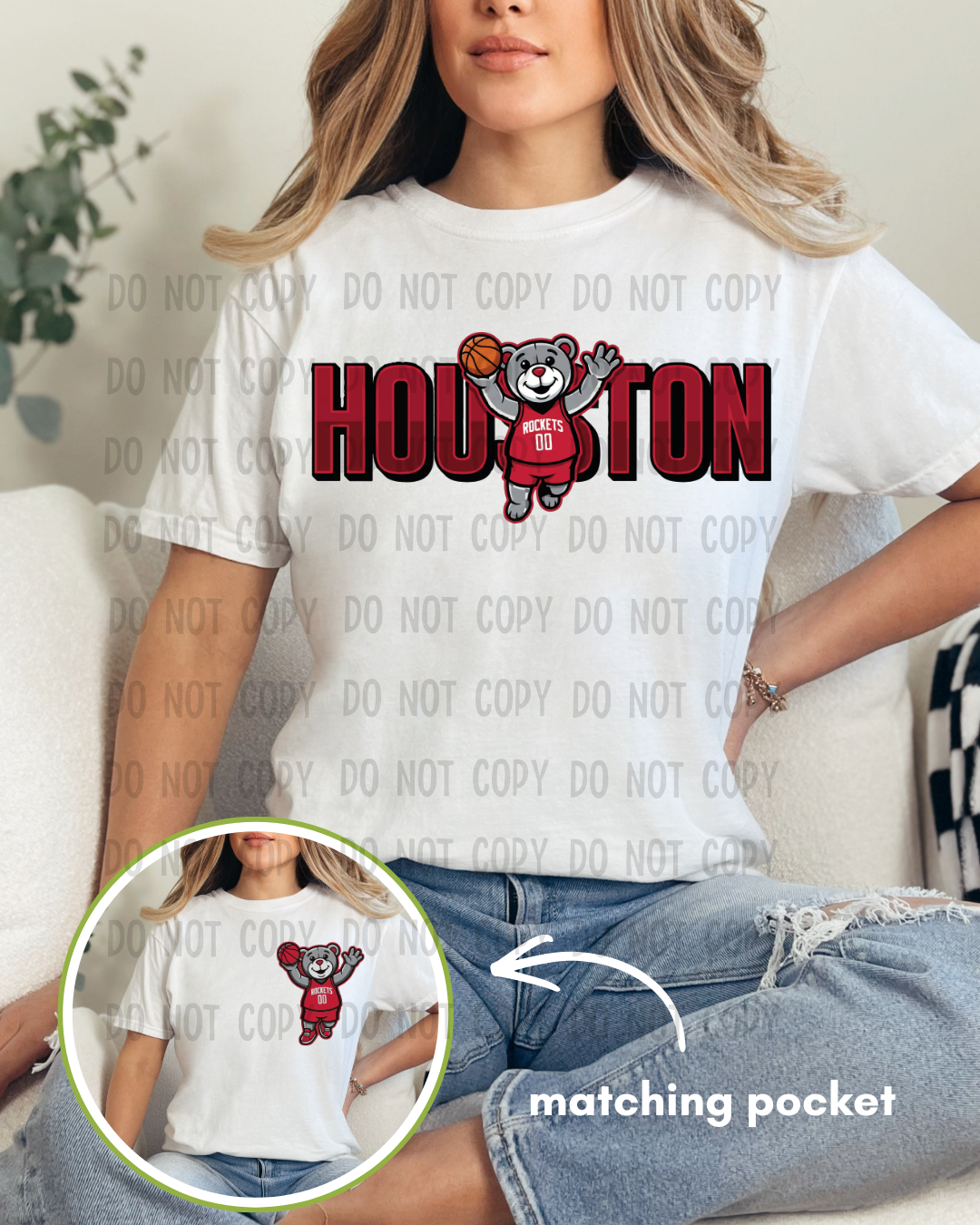 HOUSTON BASKETRBALL BEAR DTF TRANSFER