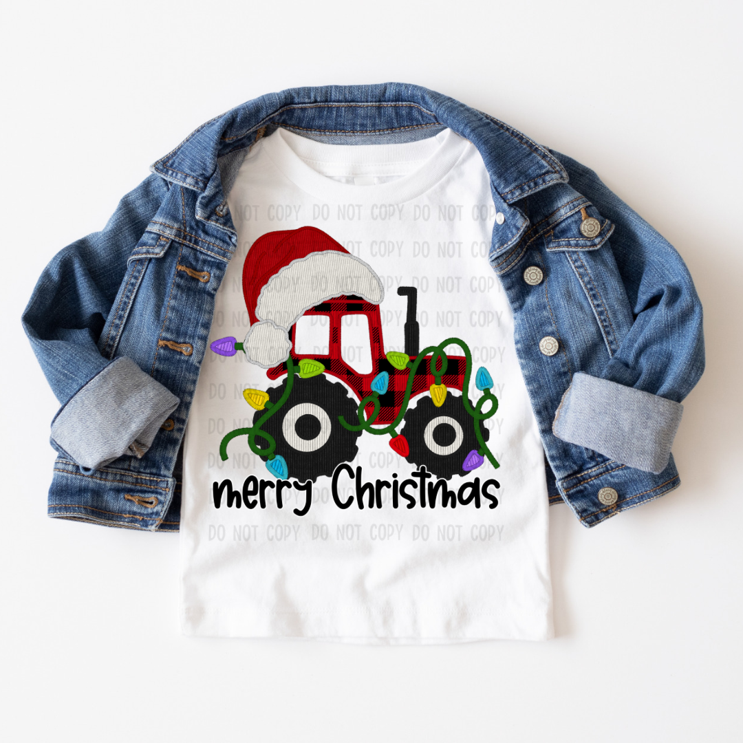 Merry Xmas tractor DTF transfer