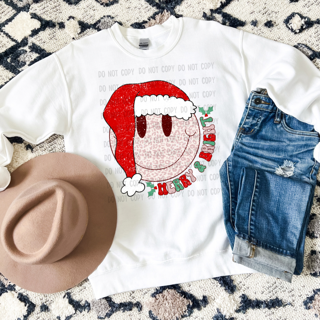 Merry & bright smiley dtf transfer