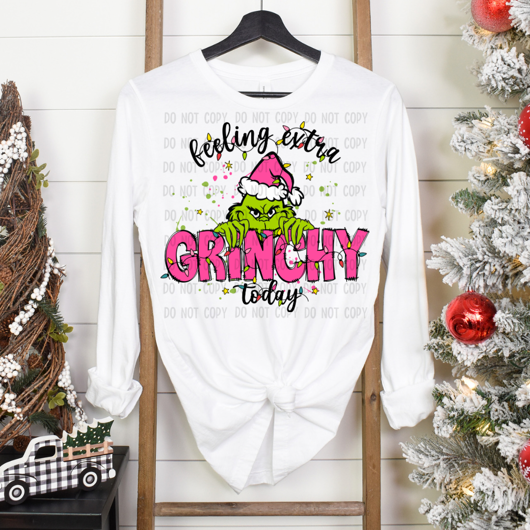 Pink grinchyy dtf transfer