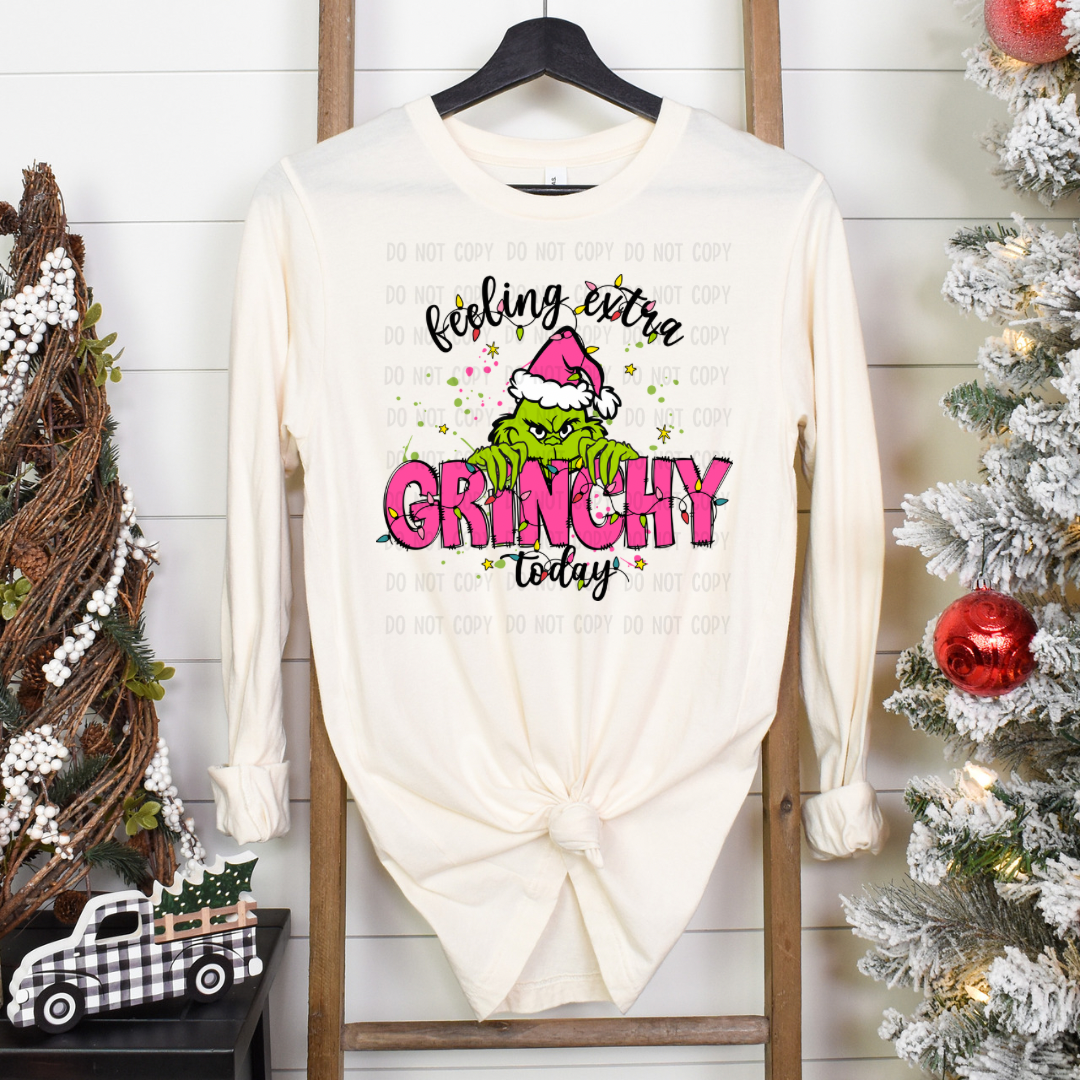 Pink grinchyy dtf transfer