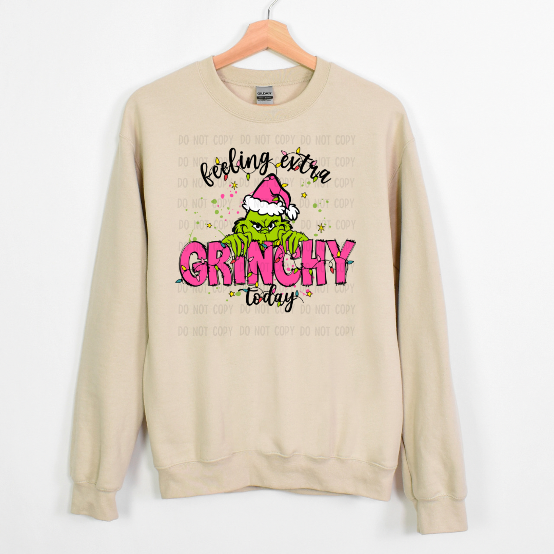Pink grinchyy dtf transfer