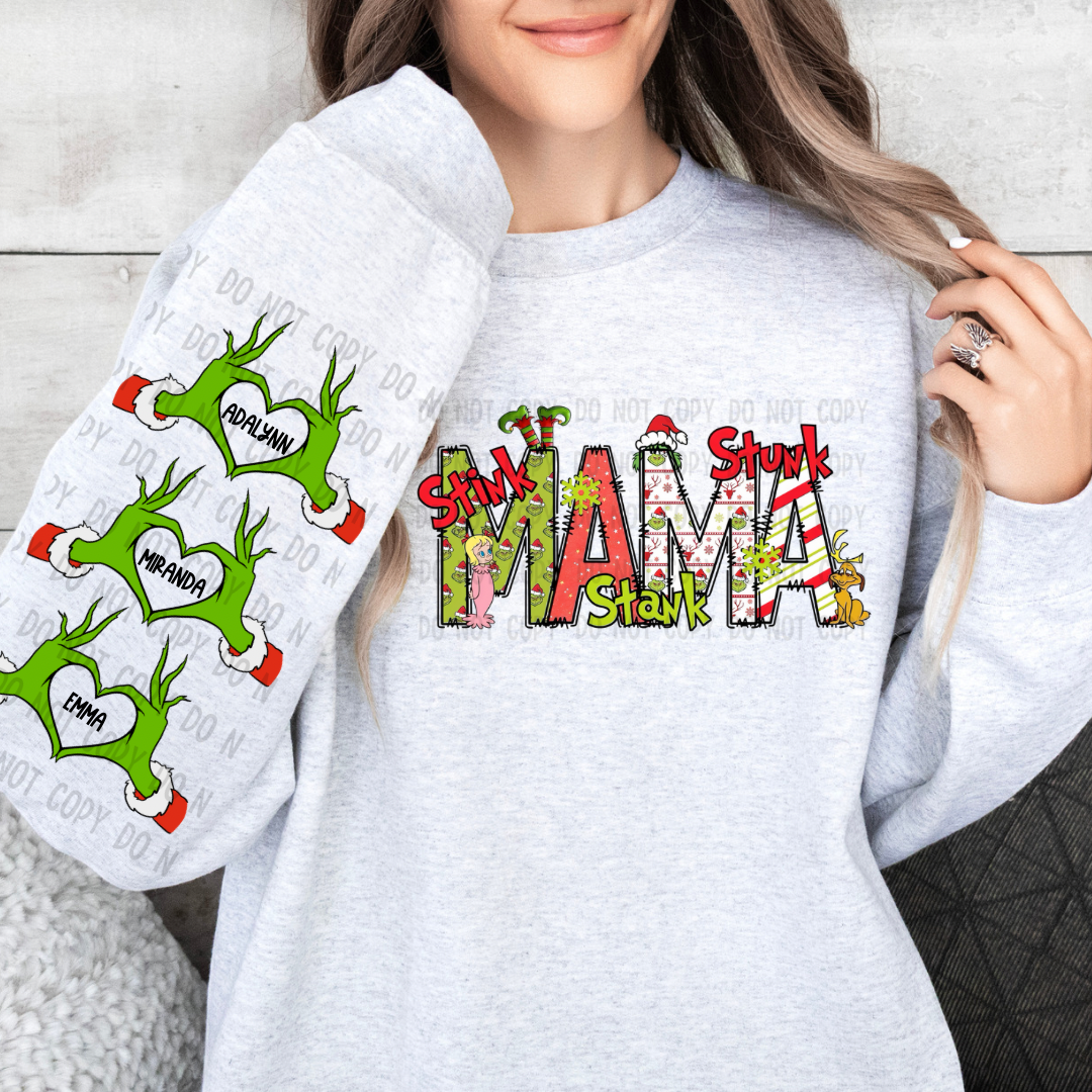 Sleeve grinchyy pocket size dtf transfer