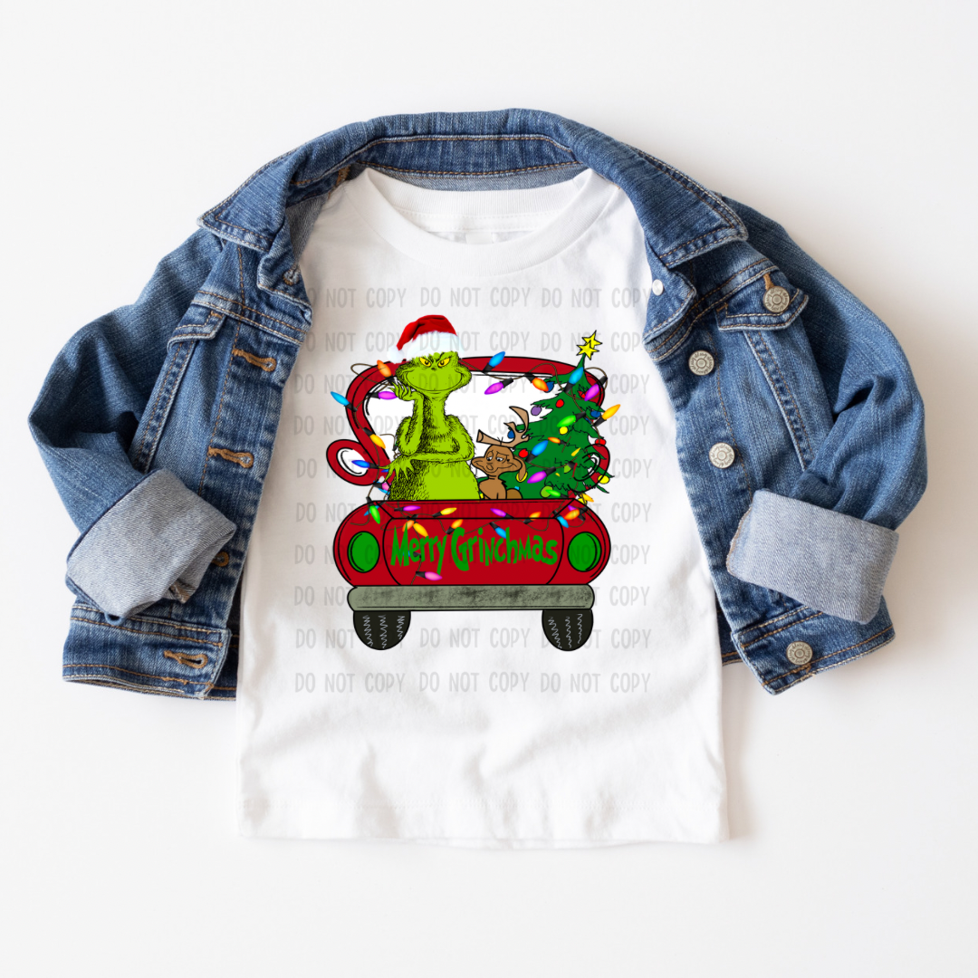Red grinch car dtf transfer