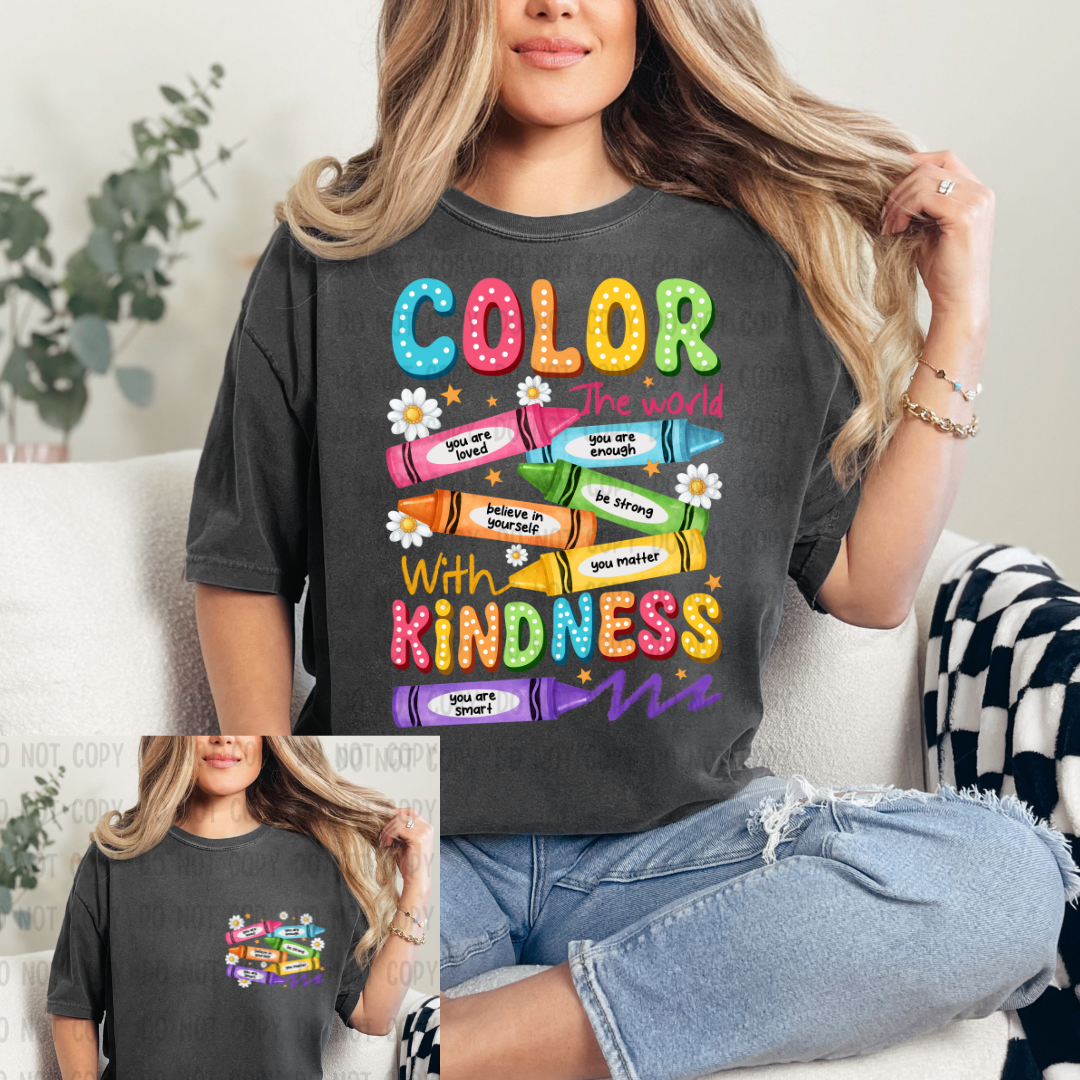 color the world with kindness + pocket size (dtf transfers)
