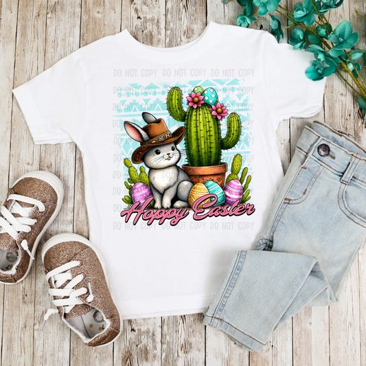 Hoppy Easter western bunny dtf transfer