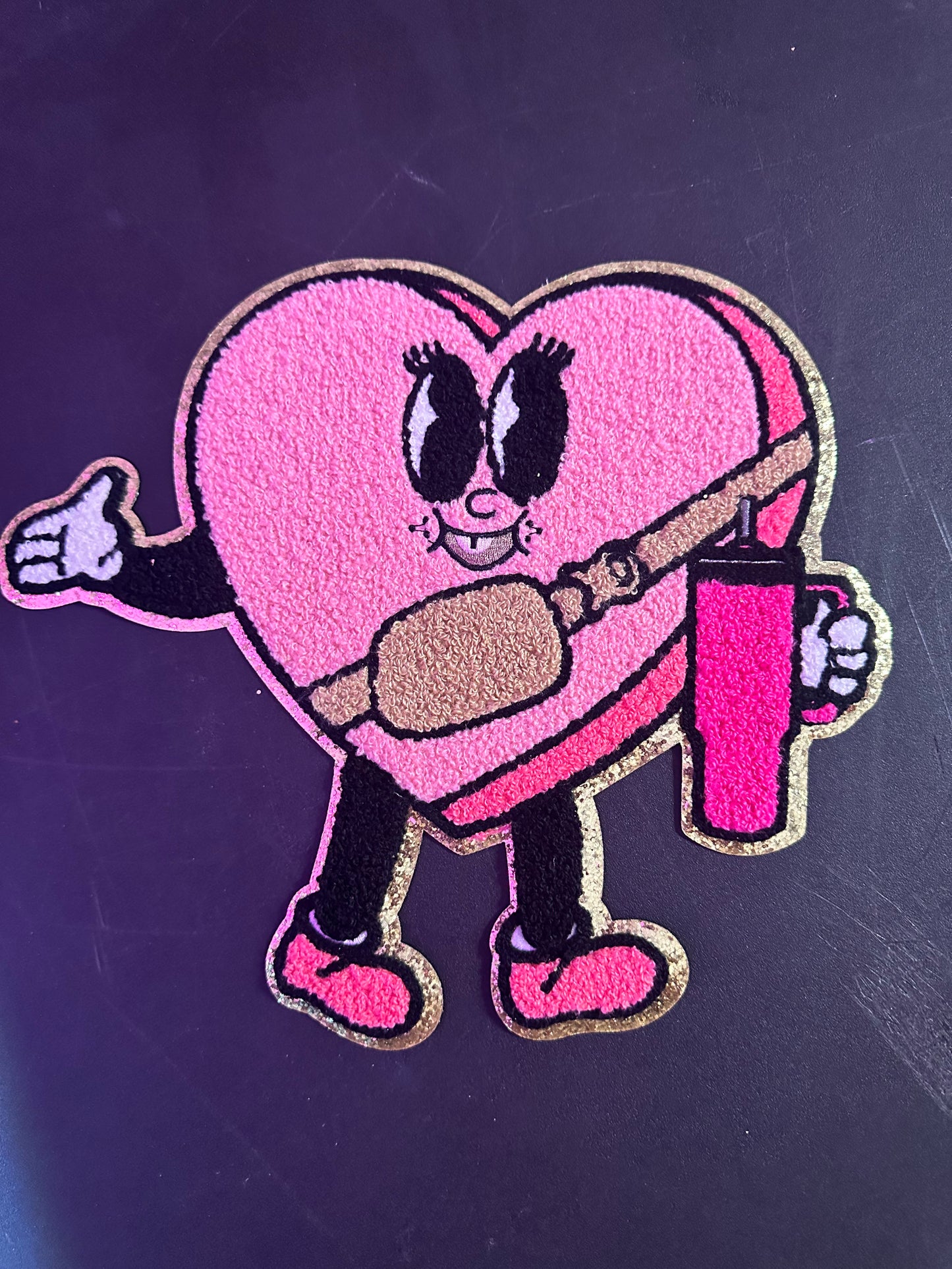 Cute heart chenille patch (RTS)