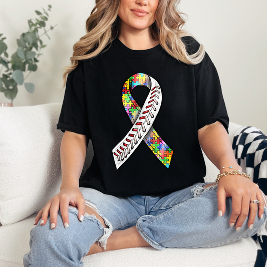 Baseball autism ribbon dtf transfer