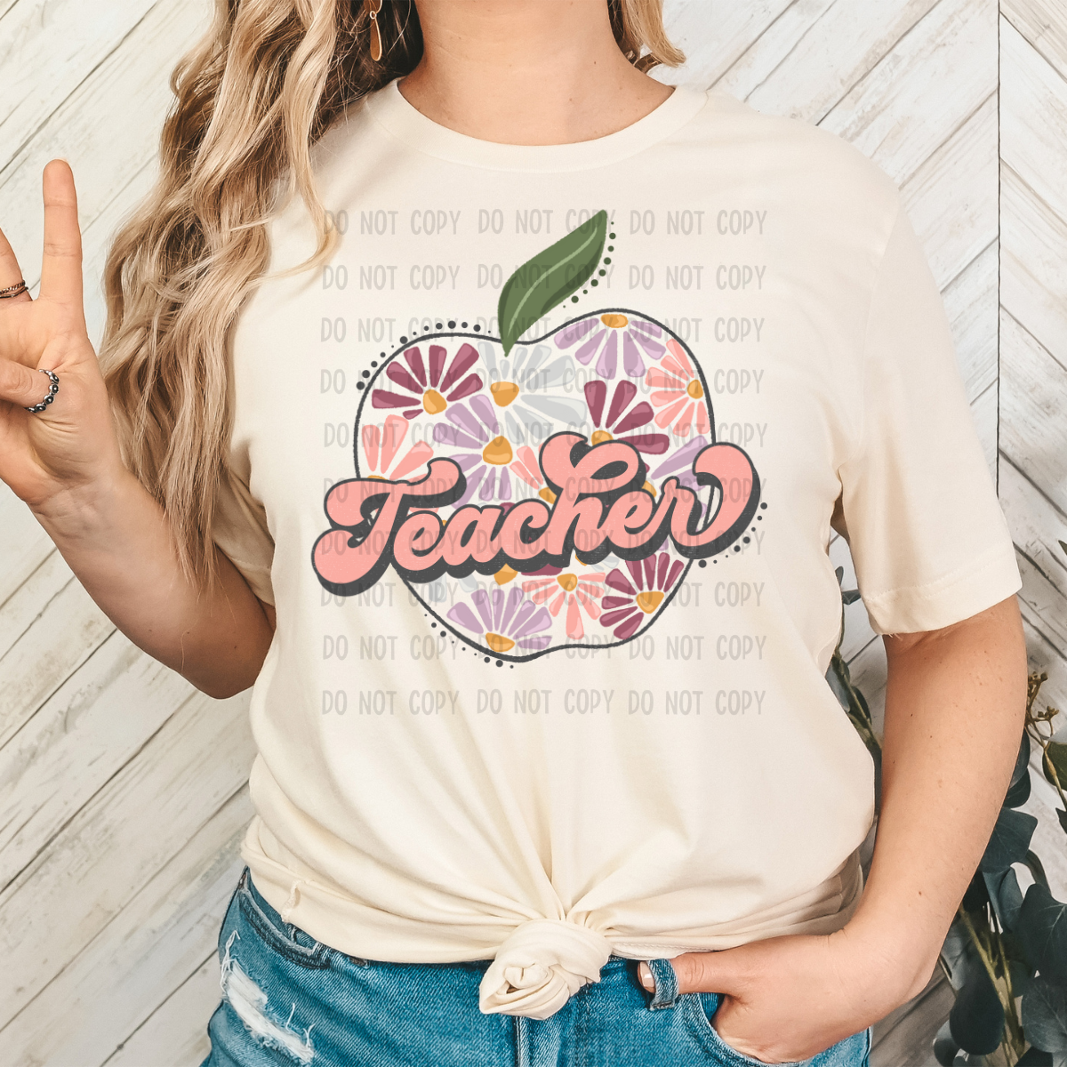 Teacher Apple dtf transfer