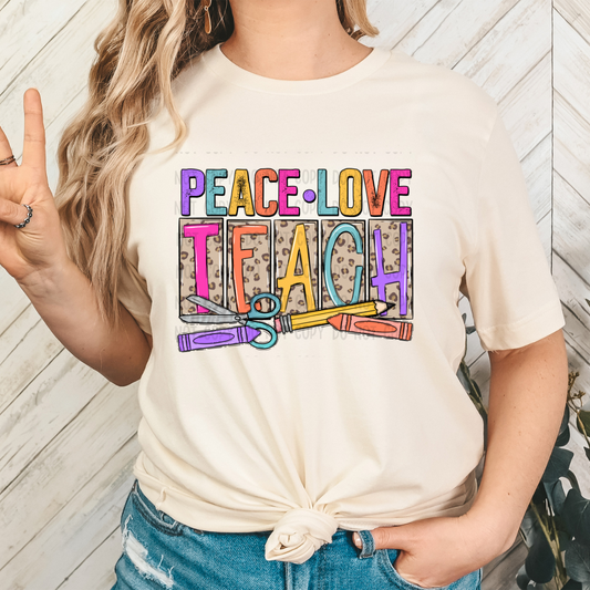peace love teach dtf transfer