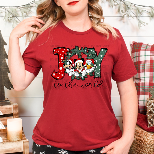Joy to the world mouse and friends Dtf transfer
