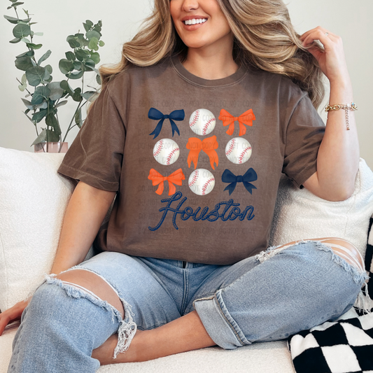 Houston coquette blue dtf transfer