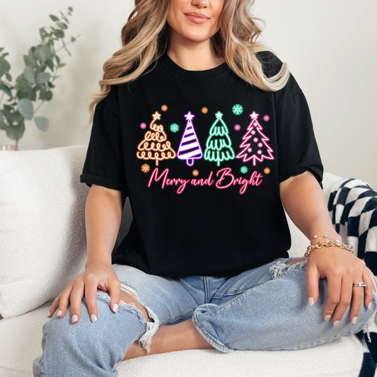MERRY AND BRIGHT NEON DTF TRANSFER