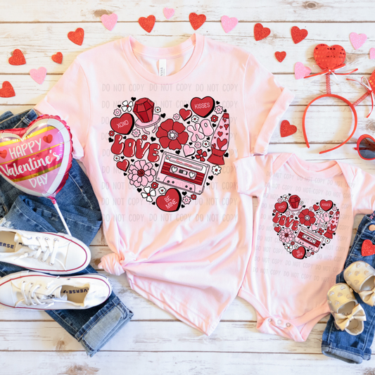 Heart love dtf transfer