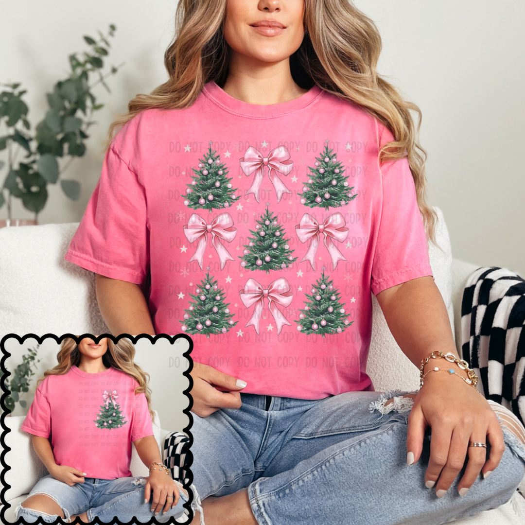 TREES AND BOWS PINK SET DTF TRANSFER