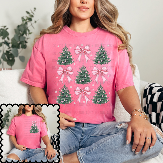 TREES AND BOWS PINK SET DTF TRANSFER