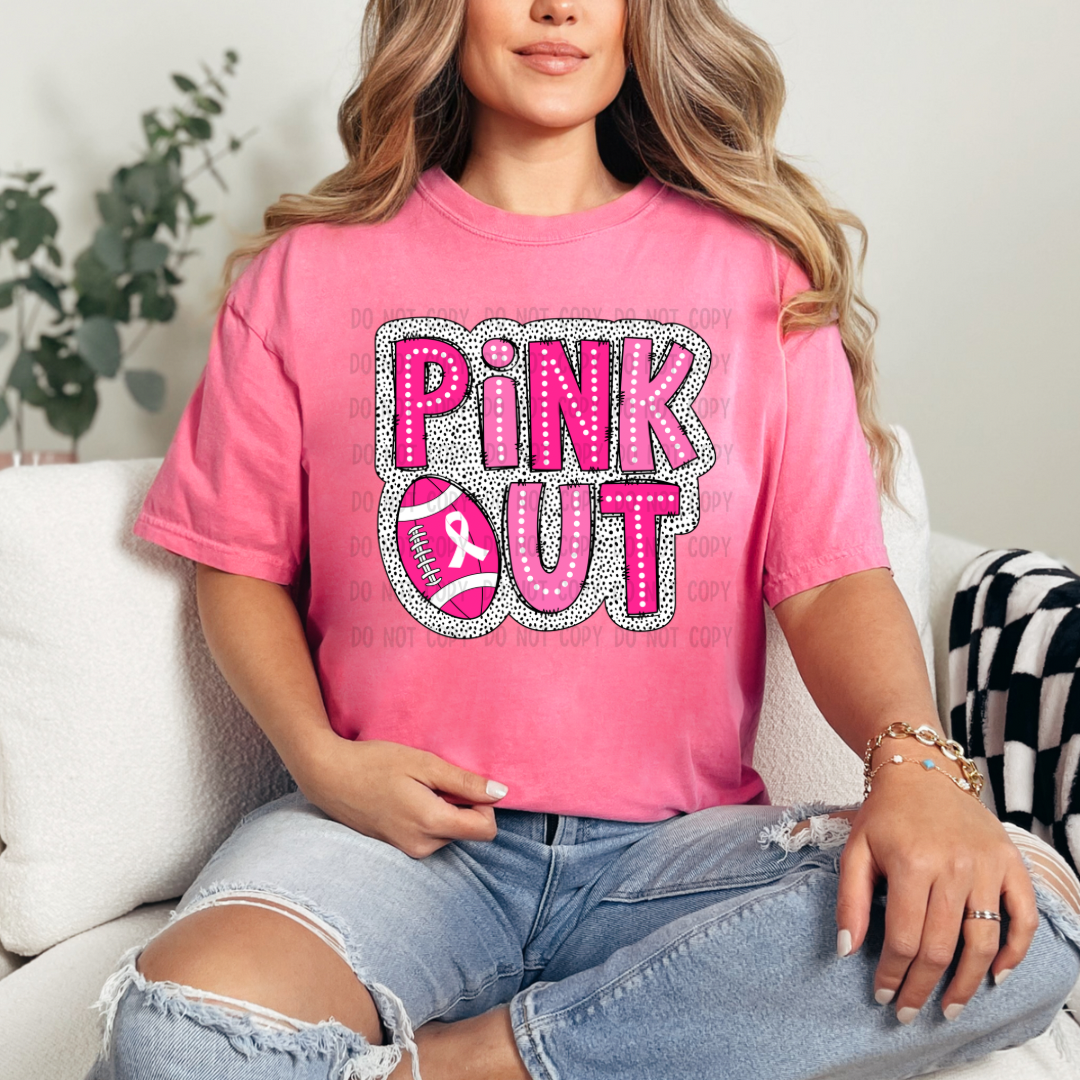 Pink out football polka dot Dtf transfer