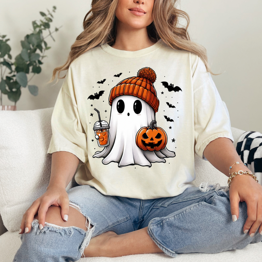 Ghost coffee & pumpkin dtf transfer