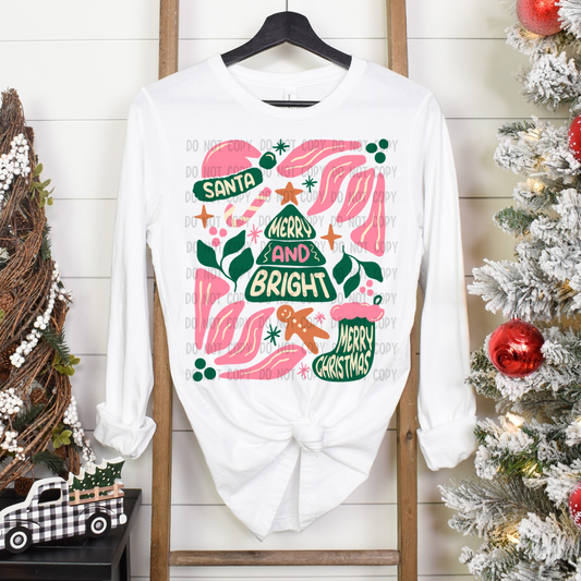 MERRY & BRIGHT PINK DTF TRANSFER