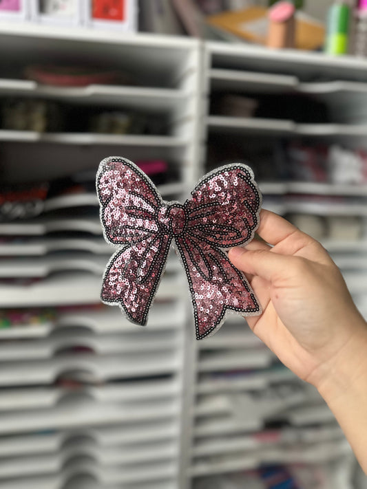 PINK AND SILVER BOW PATCH (RTS)