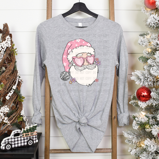 Pink Santa DTF transfer