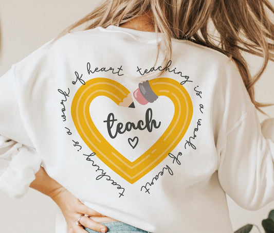 TEACH PENCIL HEART DTF TRANSFER