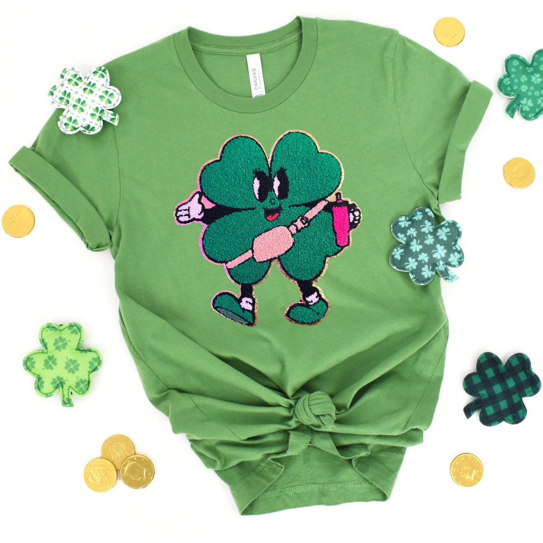 Green heart chenille patch (RTS)