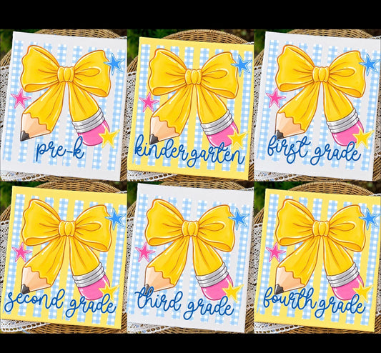 GINGHAM PENCIL BOW BTS (DTF transfer)