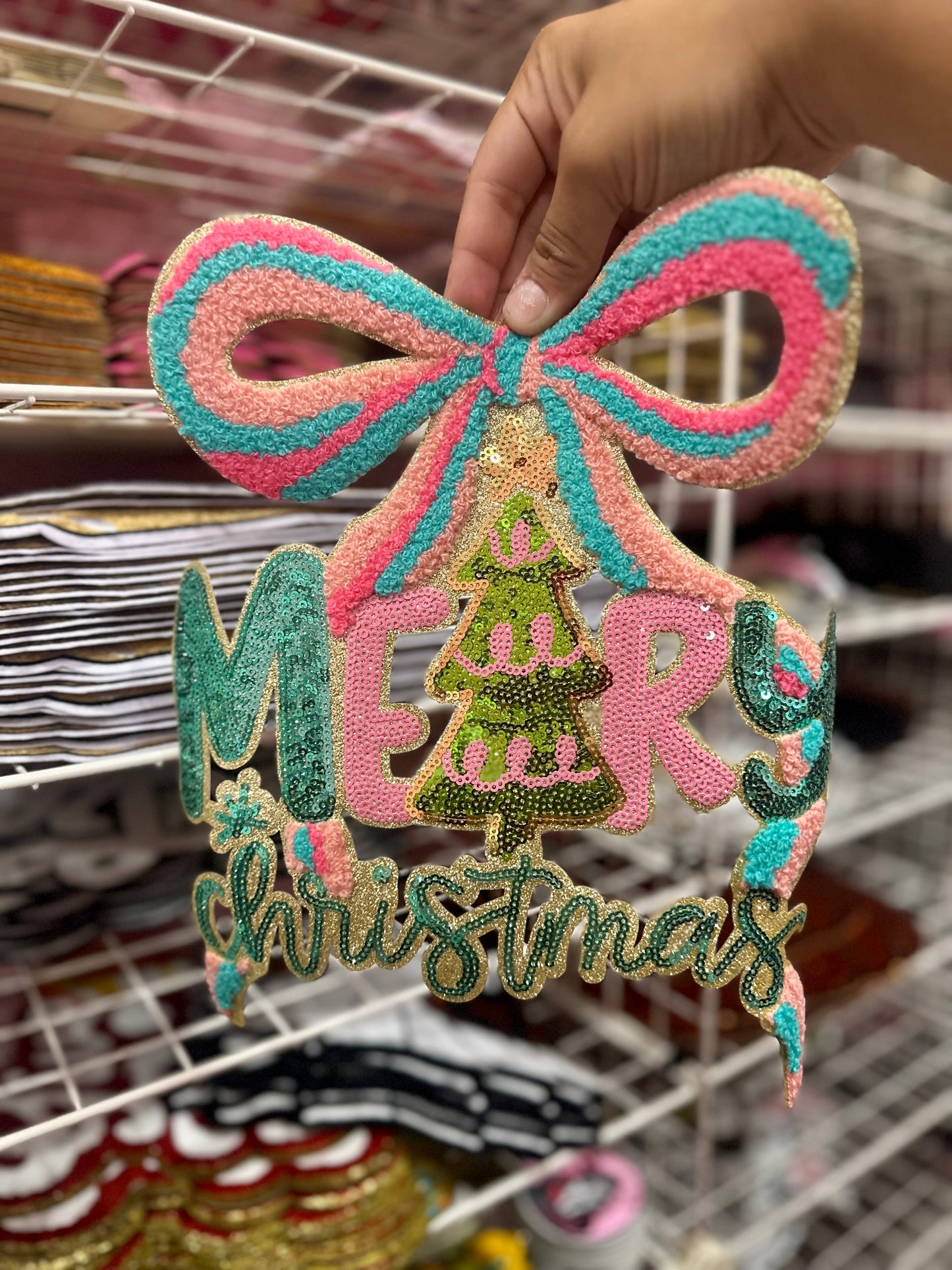 MERRY XMAS COQUETTE CHENILLE PATCH (RTS)