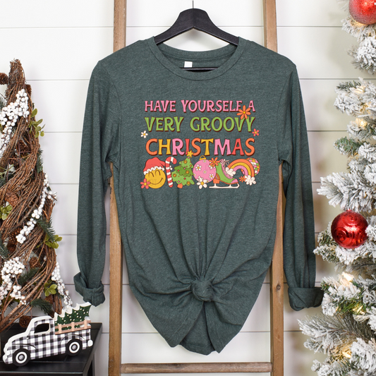 Groovy Christmas DTF transfer