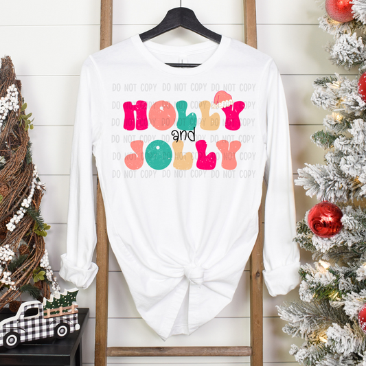 Holly and jolly dtf transfer