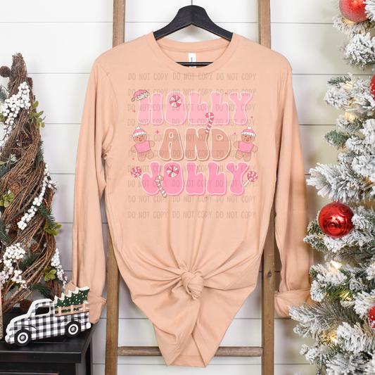 Holly and jolly gingerbread DTF transfer
