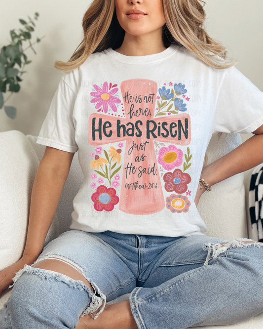 HE HAS RISEN CROSS DTF TRANSFER