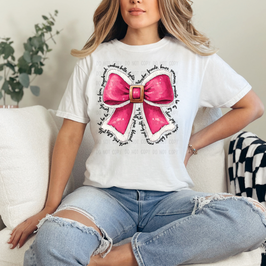 Pink Santa bow DTF transfer