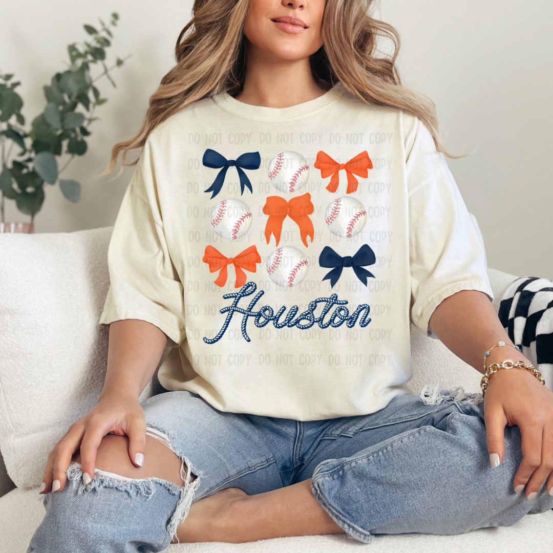 Houston coquette blue dtf transfer