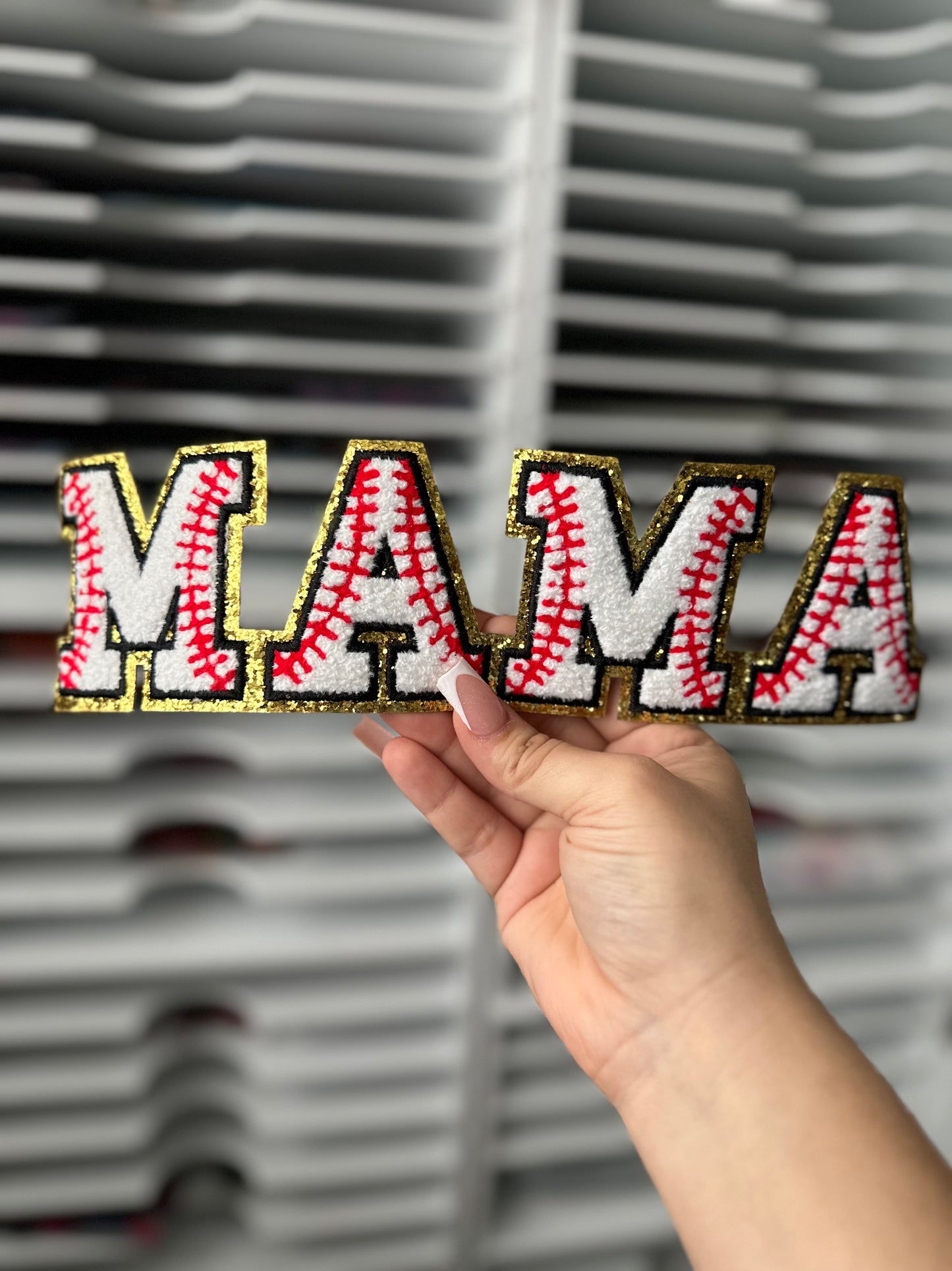 VARSITY MAMA BASEBALL chenille patch (RTS)