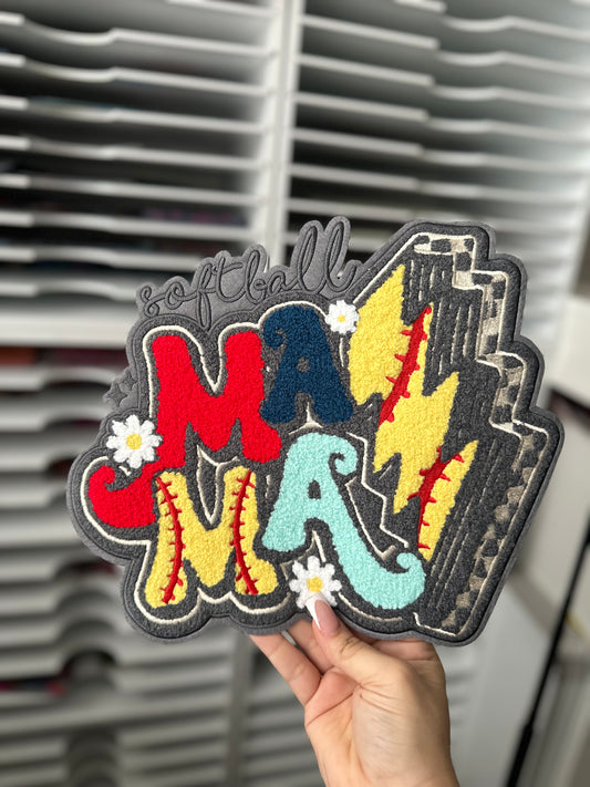 Softball mama chenille patch (RTS)