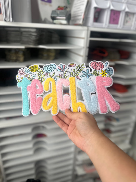 Teacher floral chenille patch (RTS)