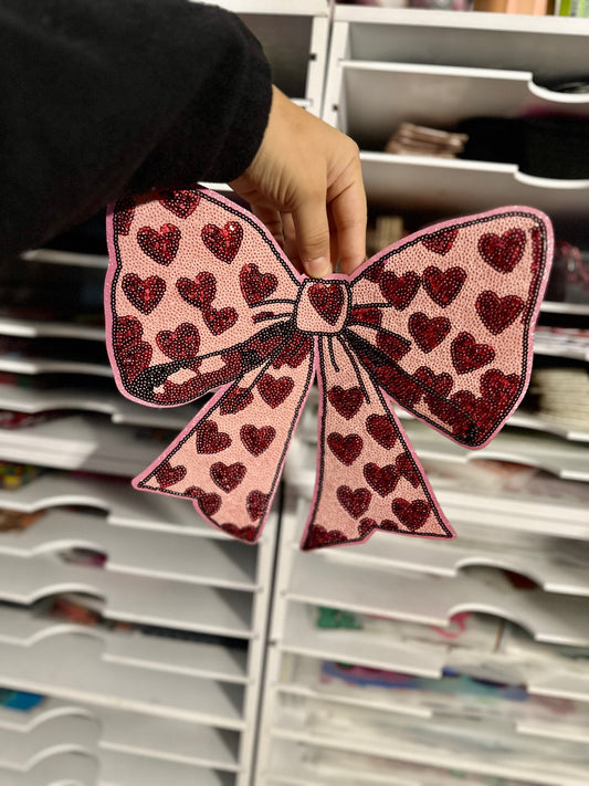 BOW SEQUIN HEARTS PATCH (RTS)
