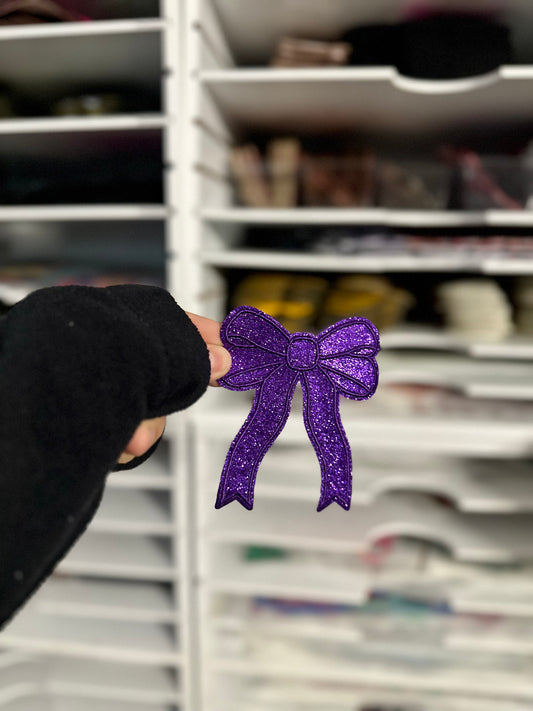 PURPLE BOW GLITTER PATCH (RTS)
