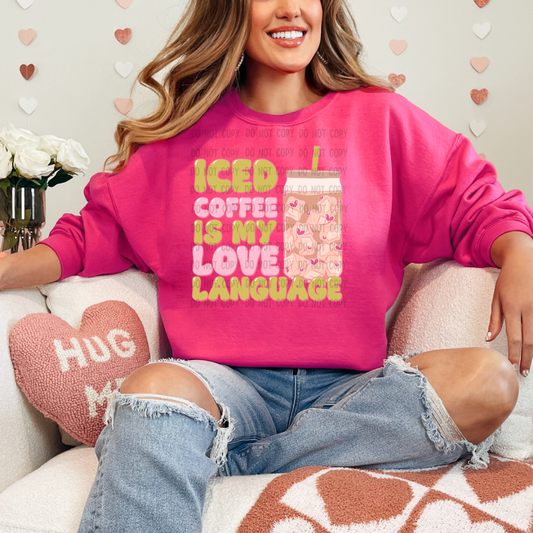 Iced coffee is my love language DTF transfer